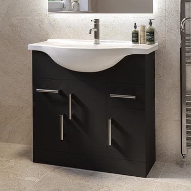 850mm Black Freestanding Vanity Unit with Basin - Classic