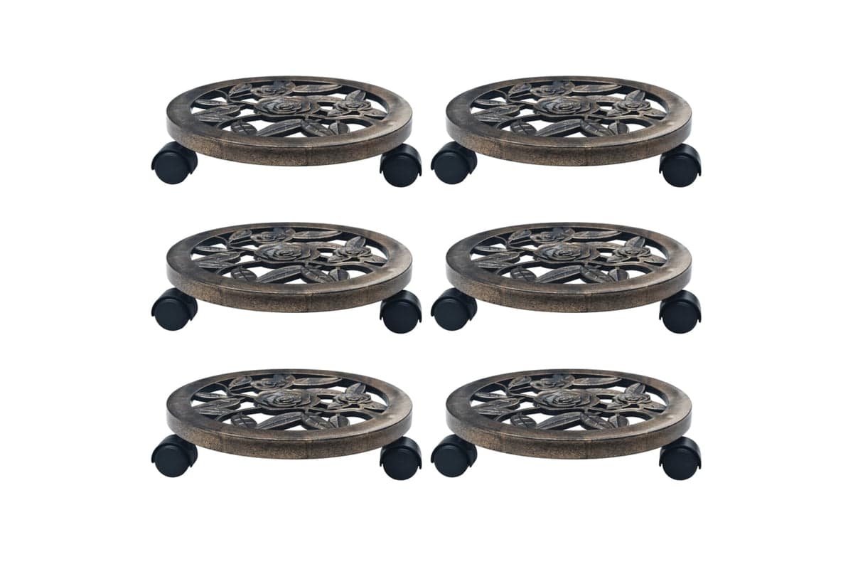 vidaXL 48227 Plant Trolleys 6 Pcs Bronze 30cm Plastic