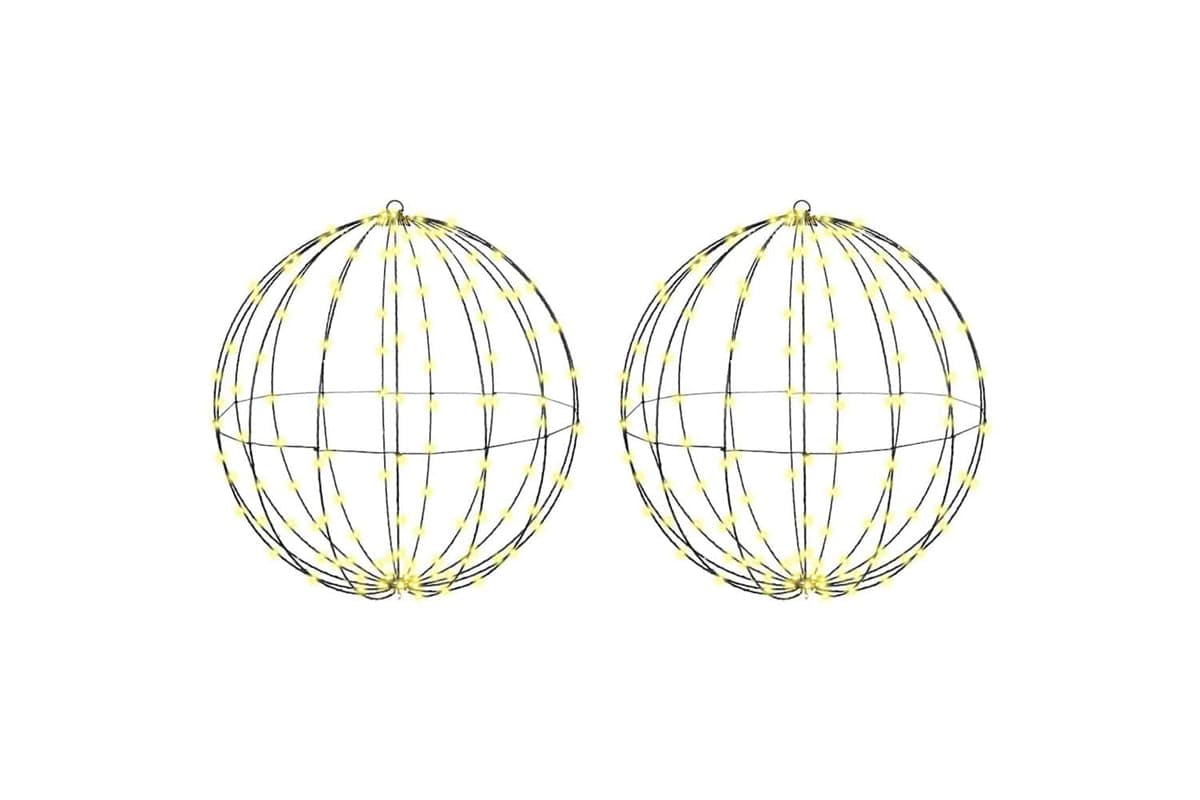 Vidaxl Ball With 384 Leds 2 Pcs Warm White 60 Cm Metal