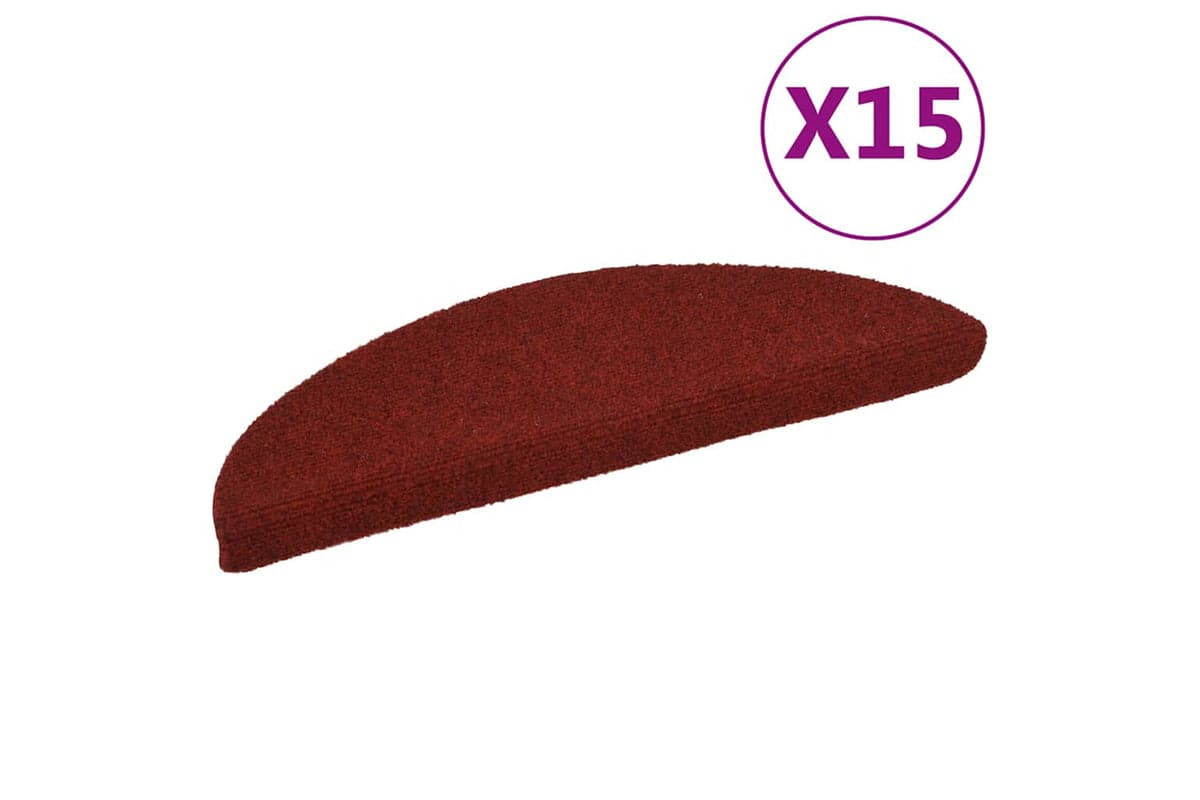 vidaXL 132694 15 Pcs Self-adhesive Stair Mats Needle Punch 56x17x3cm Red