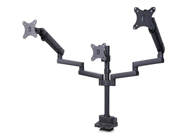 Startech Triple Monitor Desk Mount For Up To Three 27in Screens, VESA 75x75/100x100, Tool-Less Arm Adjustments, C-Clamp/Grommet Mount, Spring-Assisted