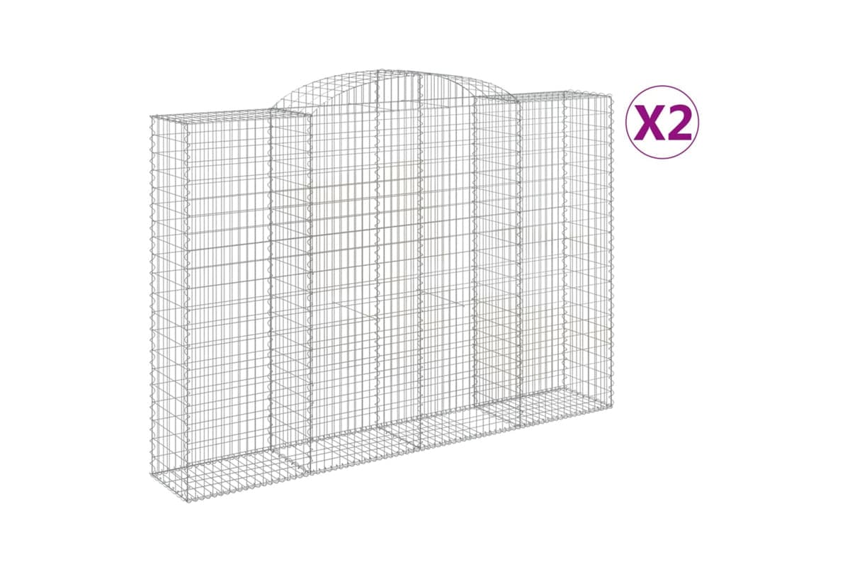 vidaXL 3146791 Arched Gabion Baskets 2 Pcs 300x50x200/220cm Galvanised Iron