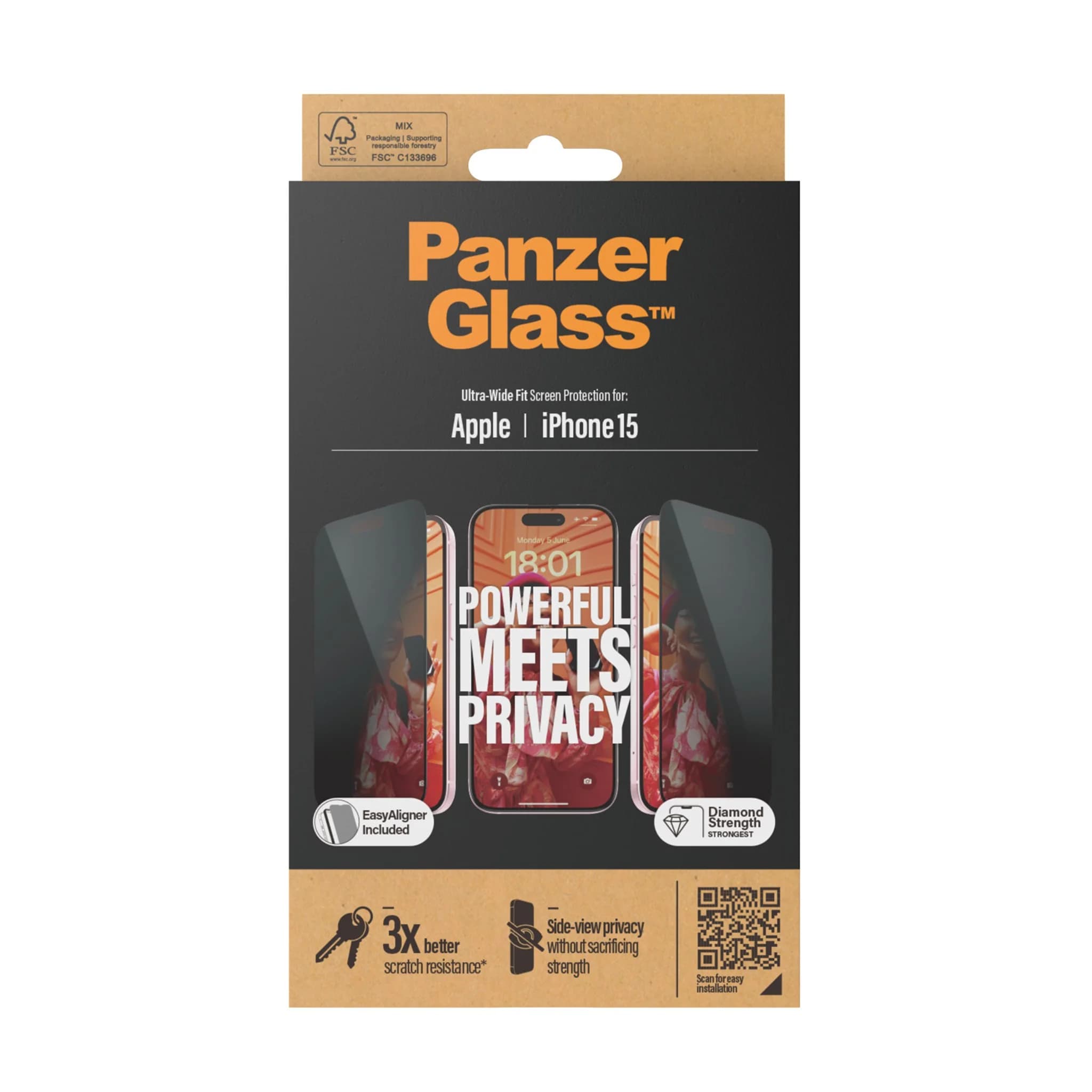 Panzerglass iPhone 15 Privacy Screen Protector | P2809