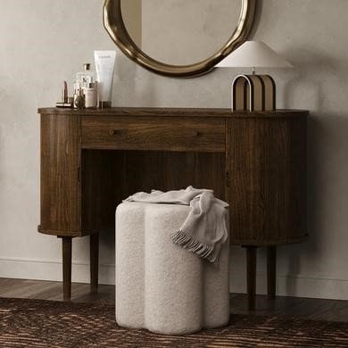 Dark Oak Dressing Table with Drawer and Cupboards - Breuer