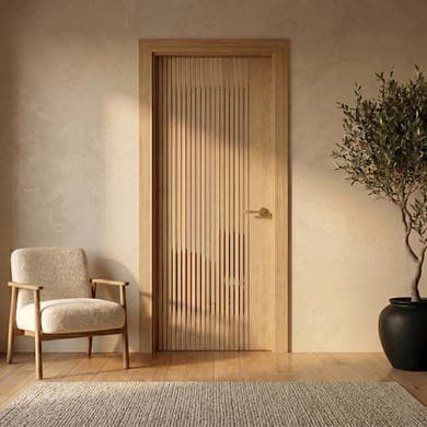 Internal Oak Laminate Glazed Door with Clear Glass - Pre-Finished - Stria - XL Joinery