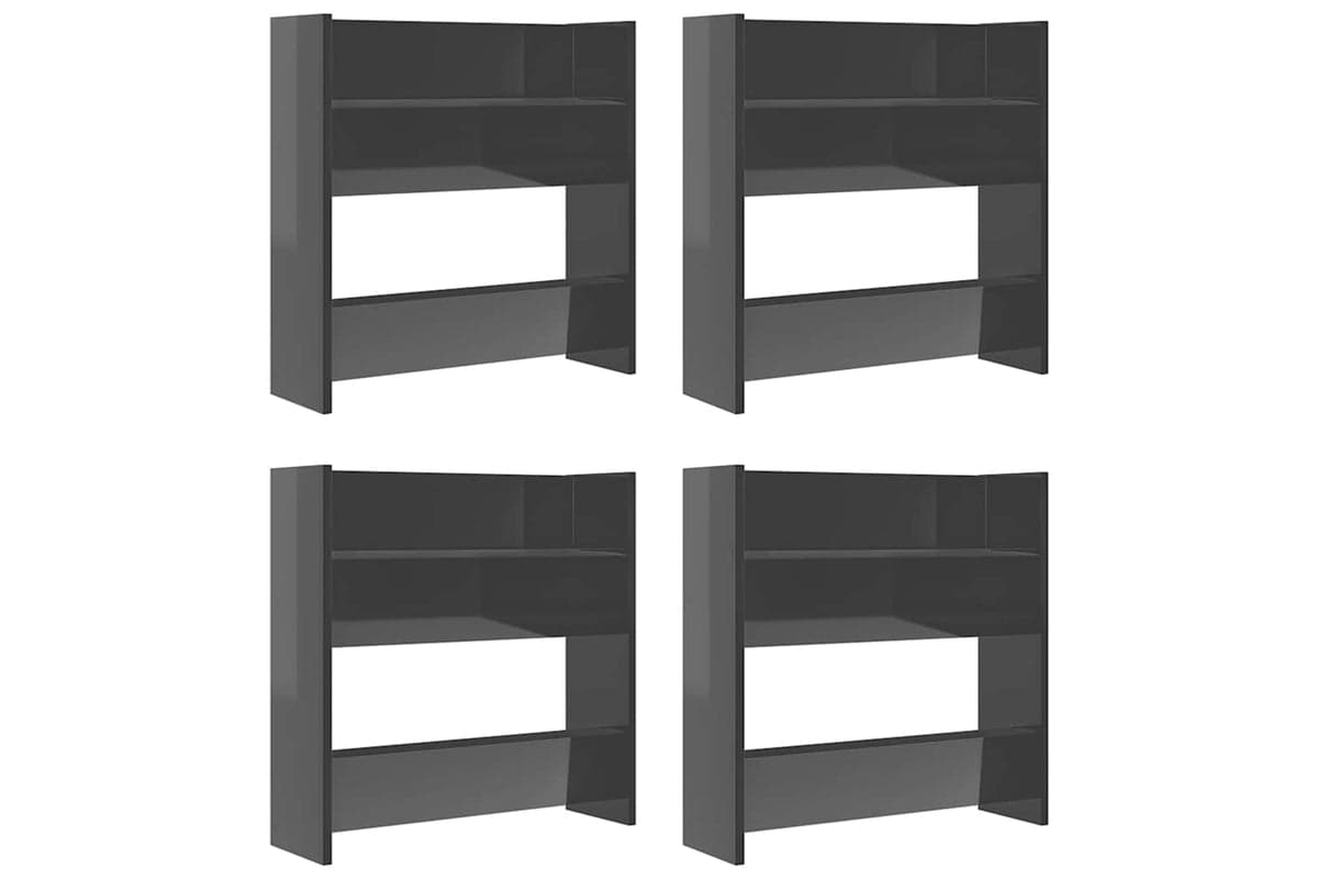 vidaXL 806740 Wall Shoe Cabinets 4 Pcs High Gloss Grey 60x18x60cm Engineered Wood