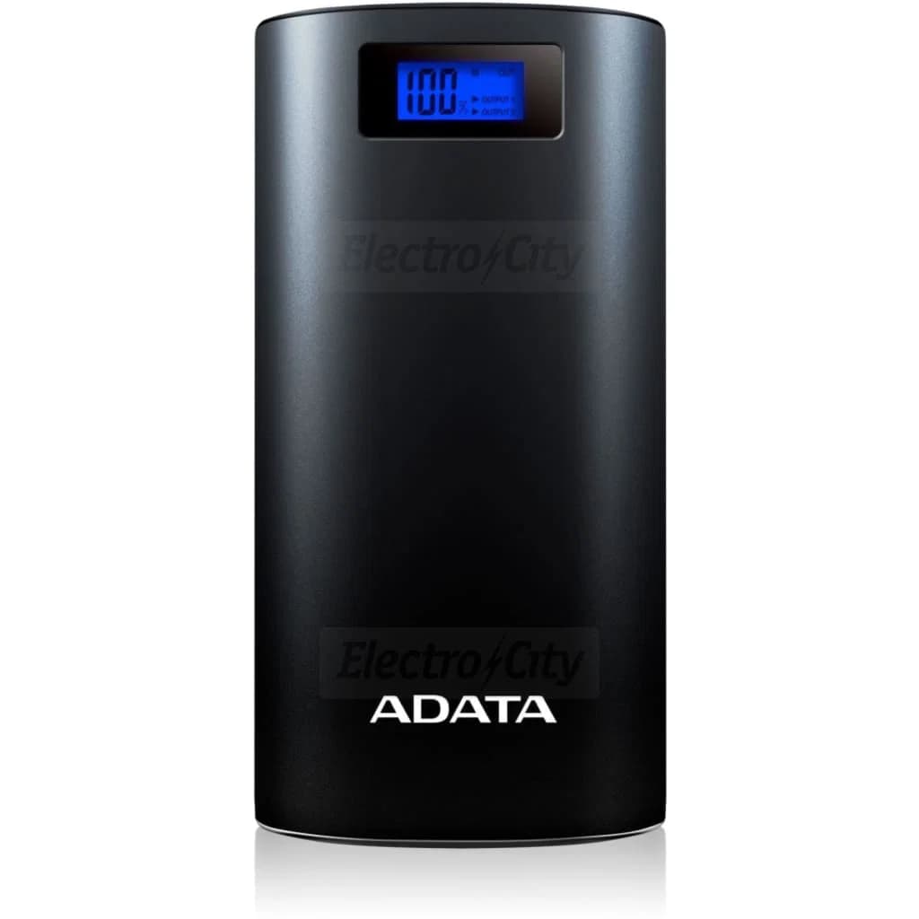 ADATA P20000D 20000mAh Dual USB Power Bank with LED Flashlight &amp; Digital Display | Black