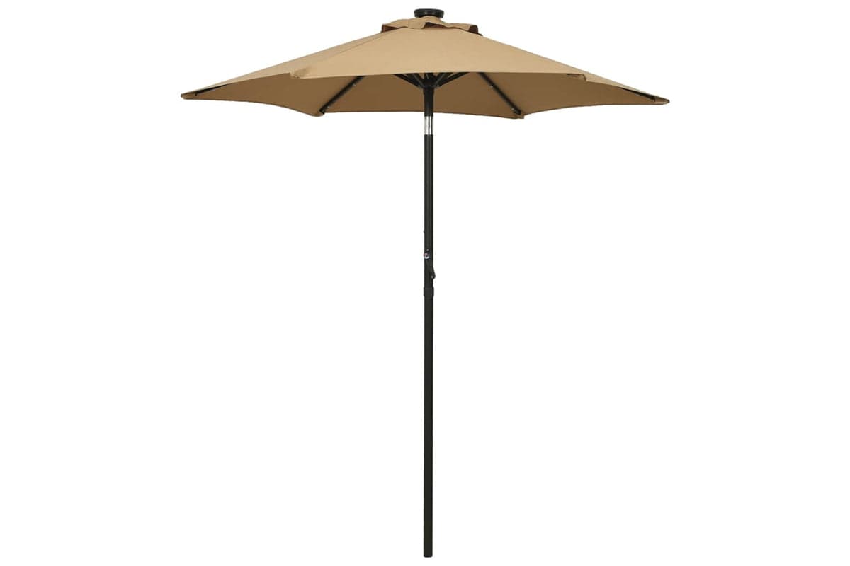 Vidaxl 313560 Parasol With Led Lights Taupe 200x211 Cm Aluminium
