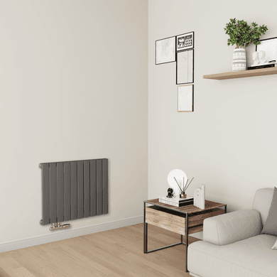 Eco Eleganza Anthracite Horizontal Flat Aluminium Middle Connection Radiator 600x750mm Single Panel 2302 BTU
