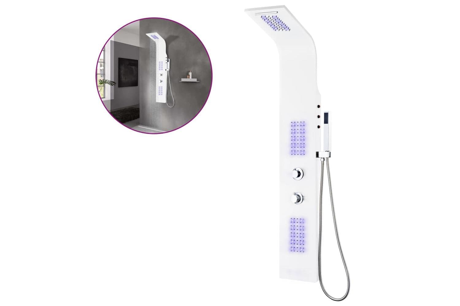 vidaXL 142995 Shower Panel Unit Aluminium 20x44x130cm White