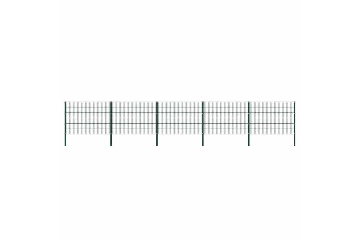 Vidaxl 278665 Fence Panel With Posts Iron 8.5x1.2 M Green