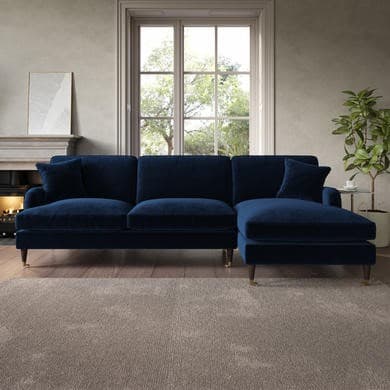 Payton Velvet Right Hand Facing 4 Seater Chaise Corner Sofa