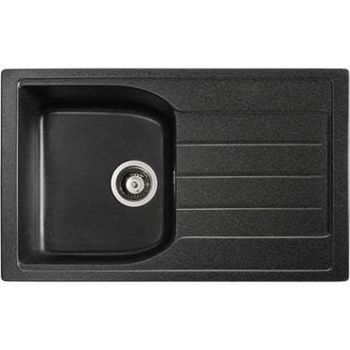 Abode Oriel Single Bowl Inset Black Granite Kitchen Sink