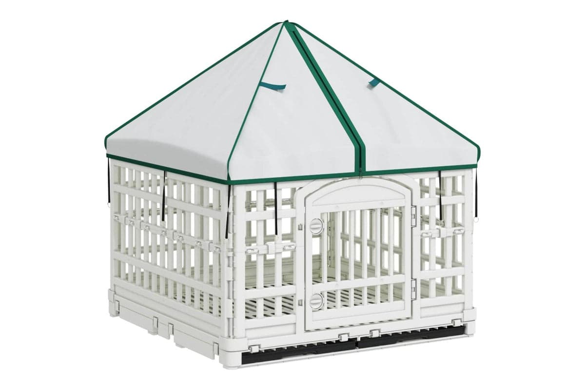 Vidaxl 4 Panel Dog Playpen With Roof 1775 X 1545 X 112 Cm Plastic