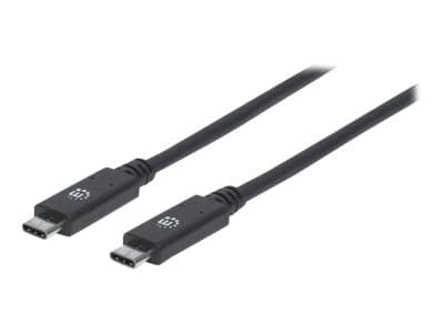 MANHATTAN - USB-C to USB-C Cable, 1m, Male to Male, Black, 10 Gbps (USB 3.2 Gen2 aka USB 3.1), 5A (super fast charging), SuperSpeed+ USB, Lifetime Warranty, Polybag - USB-C cable - USB-C to USB-C - 1 m