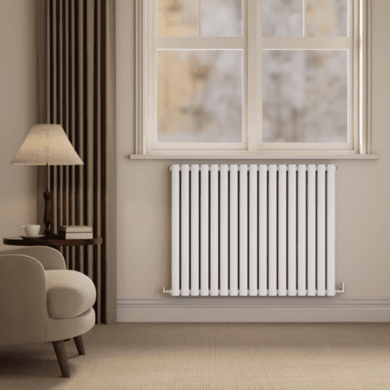 Sorrento White Horizontal Oval Designer Radiator 800x1003mm Double Panel 5173 BTU