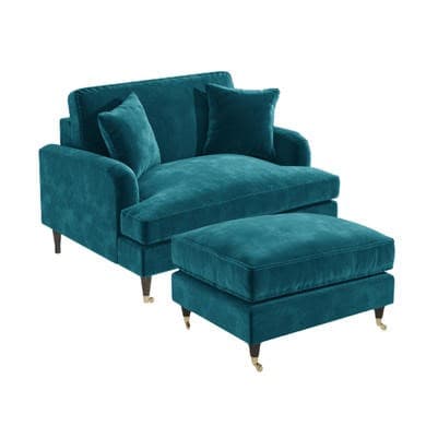 Payton Velvet Love Seat and Footstool