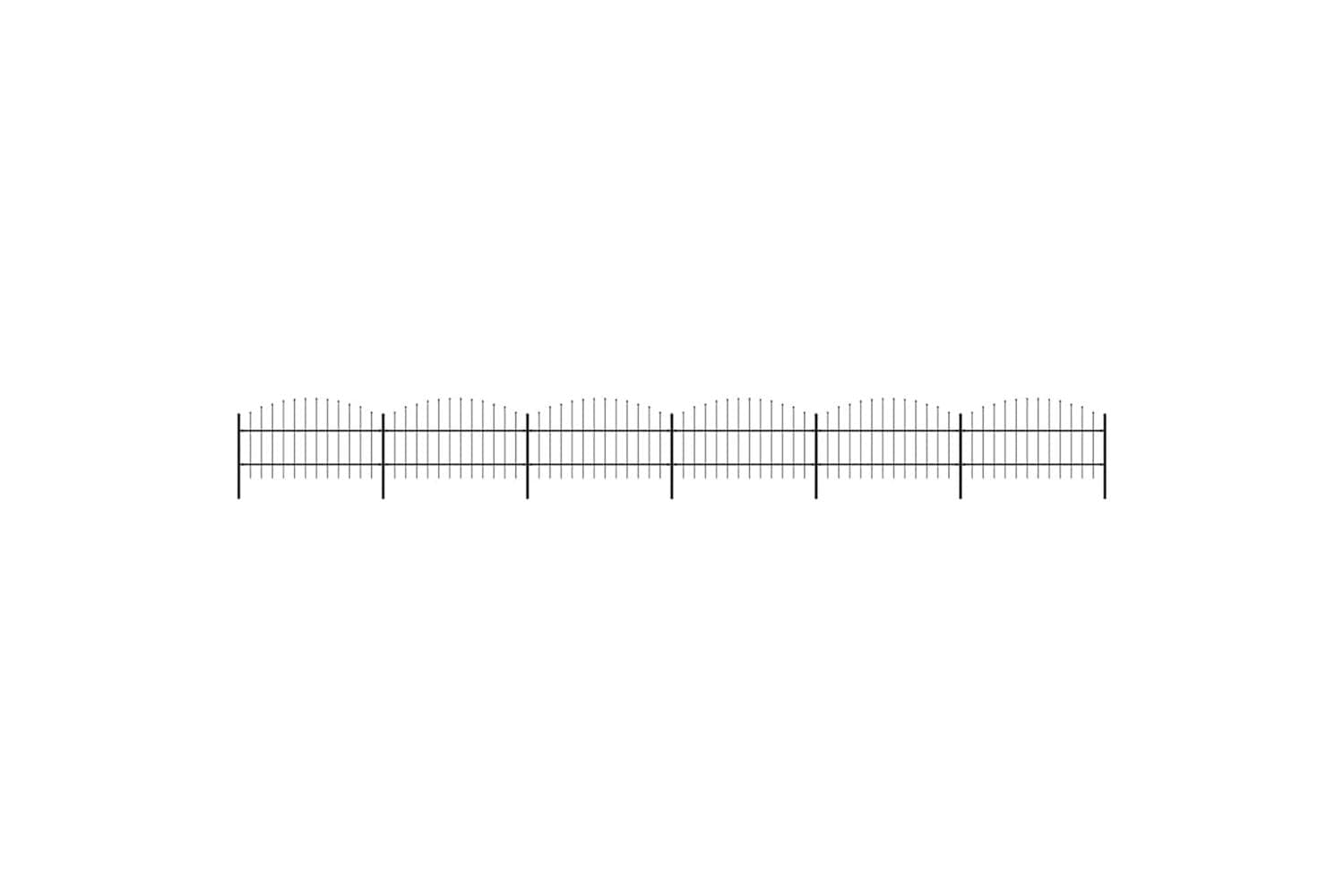 Vidaxl 277717 Garden Fence With Spear Top Steel (0.75-1)x10.2 M Black