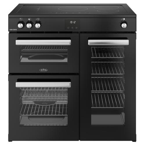 BELLING            90CM COOKCENTRE ELECTRIC RANGE COOKER WITH 5 ZONE INDUCTION HOB - BLACK