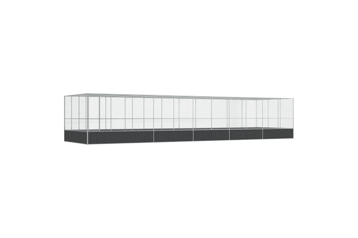 Aviary With Extension Silver 1139x307x212 Cm Steel