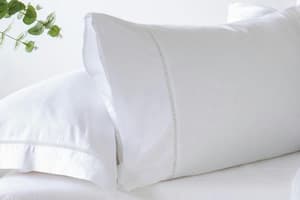 The Linen Room | 300TC Cotton Sateen Oxford Gemma Pillowcase | White