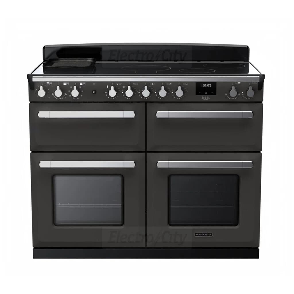 Rangemaster Estel Deluxe 110cm Induction Range Cooker with Slow Cook Oven | Slate with Chrome Trim