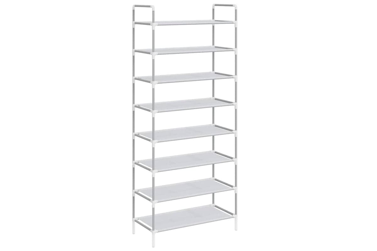 Vidaxl 330043 Shoe Rack With 8 Shelves Metal And Non-woven Fabric Silver
