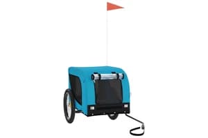 Vidaxl 94009 Pet Bike Trailer Blue And Black Oxford Fabric And Iron