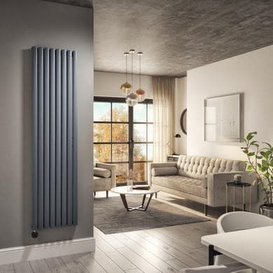 Anthracite Vertical Smart Electric Radiator with Wi-Fi Thermostat - 2400W - H1800xW472mm - Bathroom Safe