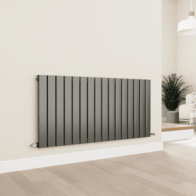 Eco Eleganza Anthracite Horizontal Flat Designer Aluminium Radiator 600x1200mm Single Panel 3683 BTU