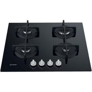 Indesit ING 61T/BK UK Gas Hob - Gas on Glass Finish