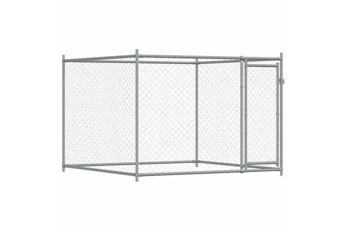 Vidaxl Dog Cage With Door Grey 2x2x15 M Galvanised Steel