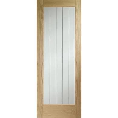 Internal Oak Fully-Glazed Cottage FD30 Fire Door with Clear Etched Glass - Unfinished - 1981 x 686 x 44mm - Suffolk Premium - XL Joinery