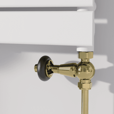 Maesta Brushed Brass Traditional TRV Straight Thermostatic Radiator Valves With Lockshield