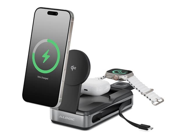 ALOGIC - Roam wireless charging stand / power bank - 6-in-1 - 24 pin USB-C - 100 Watt