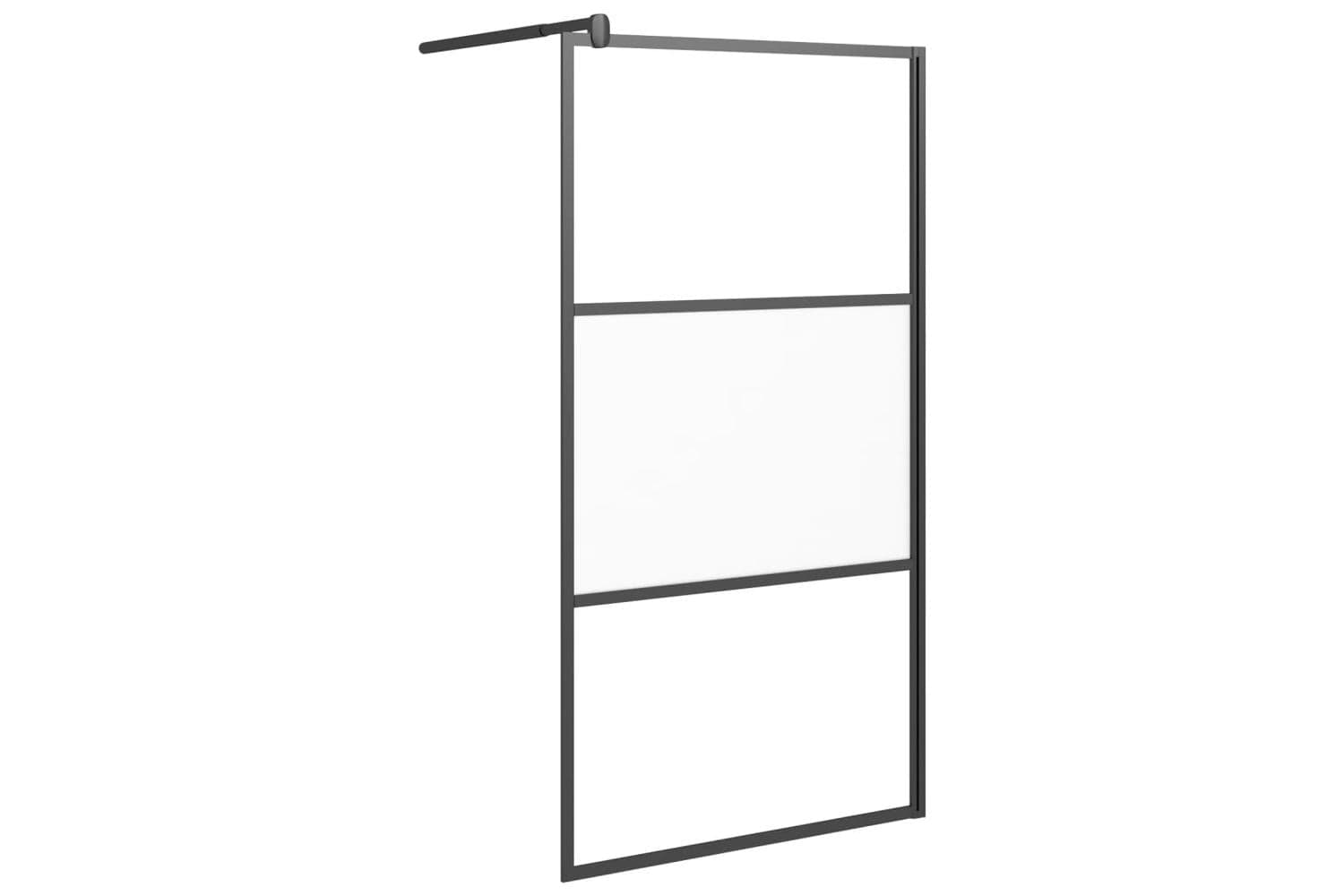 vidaXL 151874 Walk-in Shower Wall 100x195cm Half Frosted Esg Glass Black