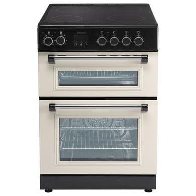 Refurbished electriQ 60cm Double Oven Electric Cooker - Cream