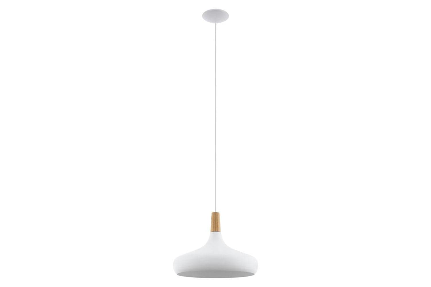 Eglo | Sabinar Metal and Wood Pendant Light | 40 cm | White