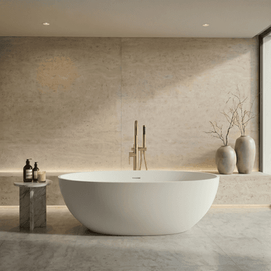 Opal Freestanding Double Ended Stone Resin Solid Surface Bath