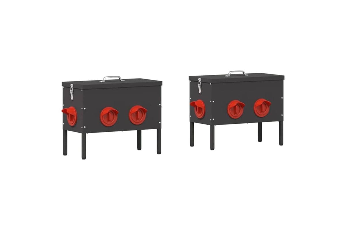 Vidaxl Chicken Feeder 2 Pcs Black 415 X 205 X 33 Cm