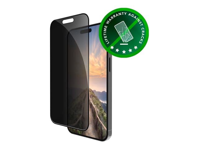 dbramante1928 - Eco-shield - Screen protector for mobile phone - film - with privacy filter - frame colour black - for Apple iPhone 16