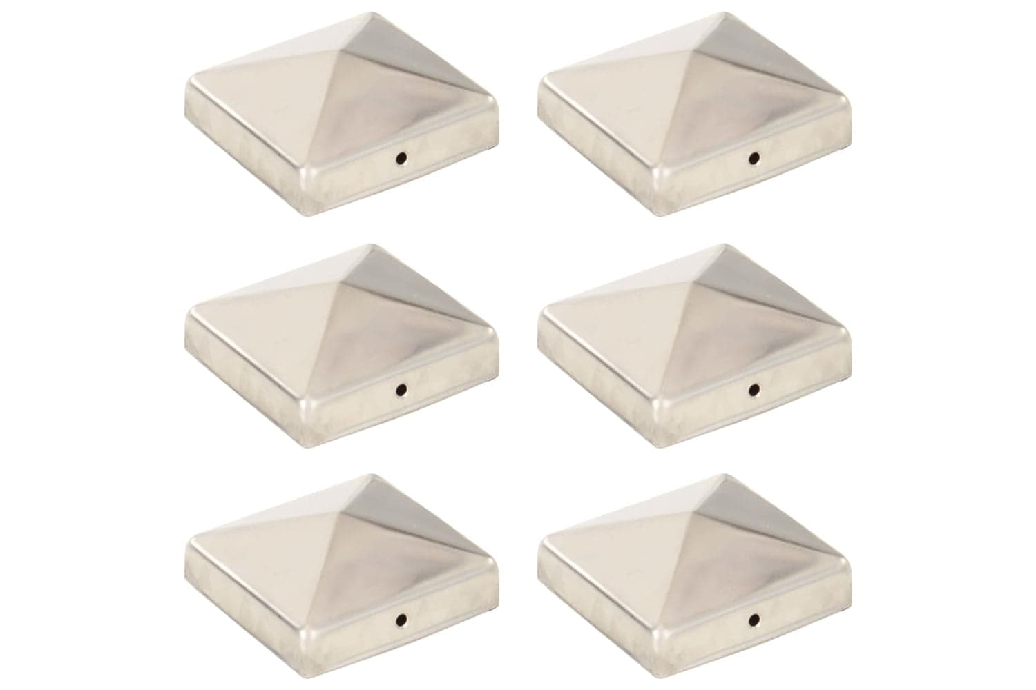 vidaXL 145486 Pyramid Fence Post Caps 6 Pcs Stainless Steel 81x81mm