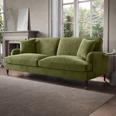 Payton Olive Green Velvet 4 Seater Sofa