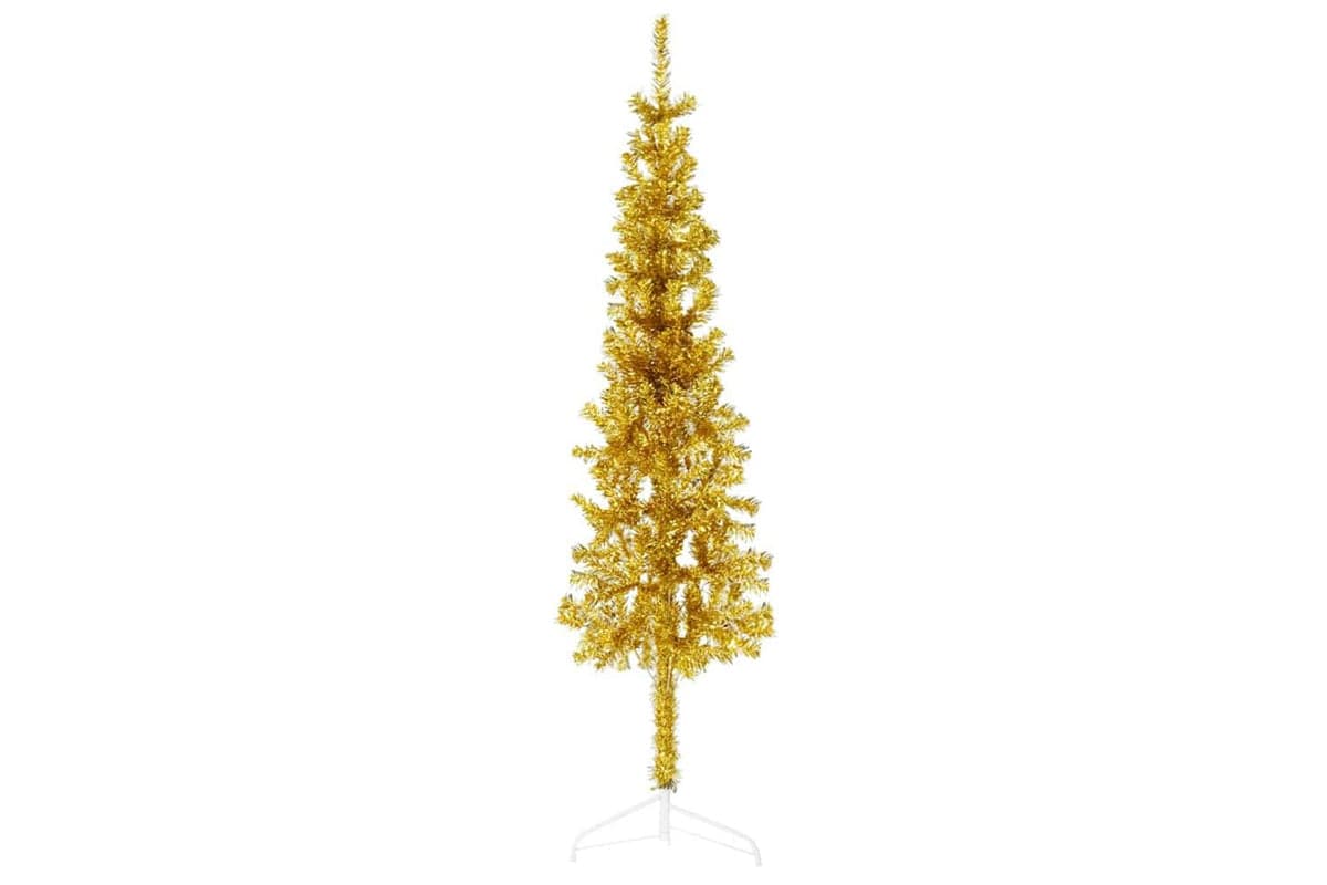 Vidaxl Slim Artificial Half Christmas Tree With Stand Gold 120 Cm