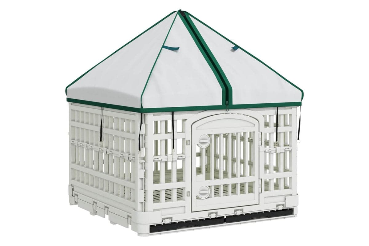 Vidaxl 4 Panel Dog Playpen With Roof 122 X 1065 X 82 Cm Plastic White