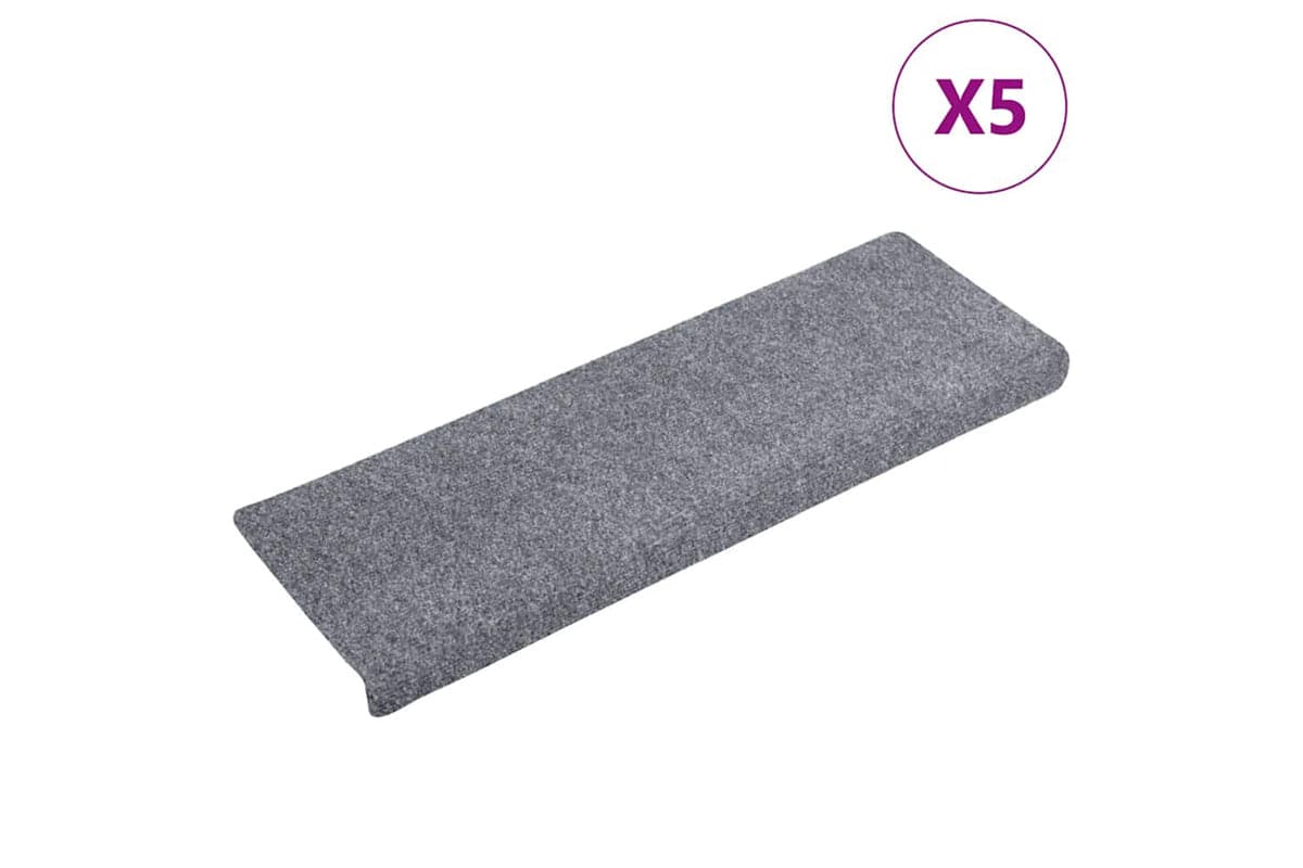 vidaXL Stair Mats 5 Pcs Light Grey 65x21x4cm Needle Punch