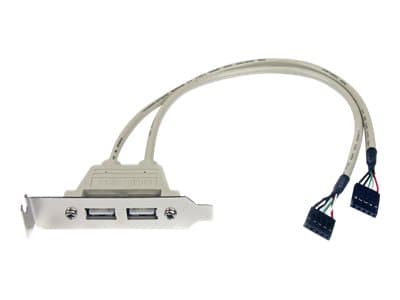 STARTECH.COM - StarTech 2 Port USB A Female Low Profile Slot Plate Adapter - 2 Port USB Bracket - USB 2.0 A Female (USBPLATELP) - USB panel - USB to 5 pin in-line