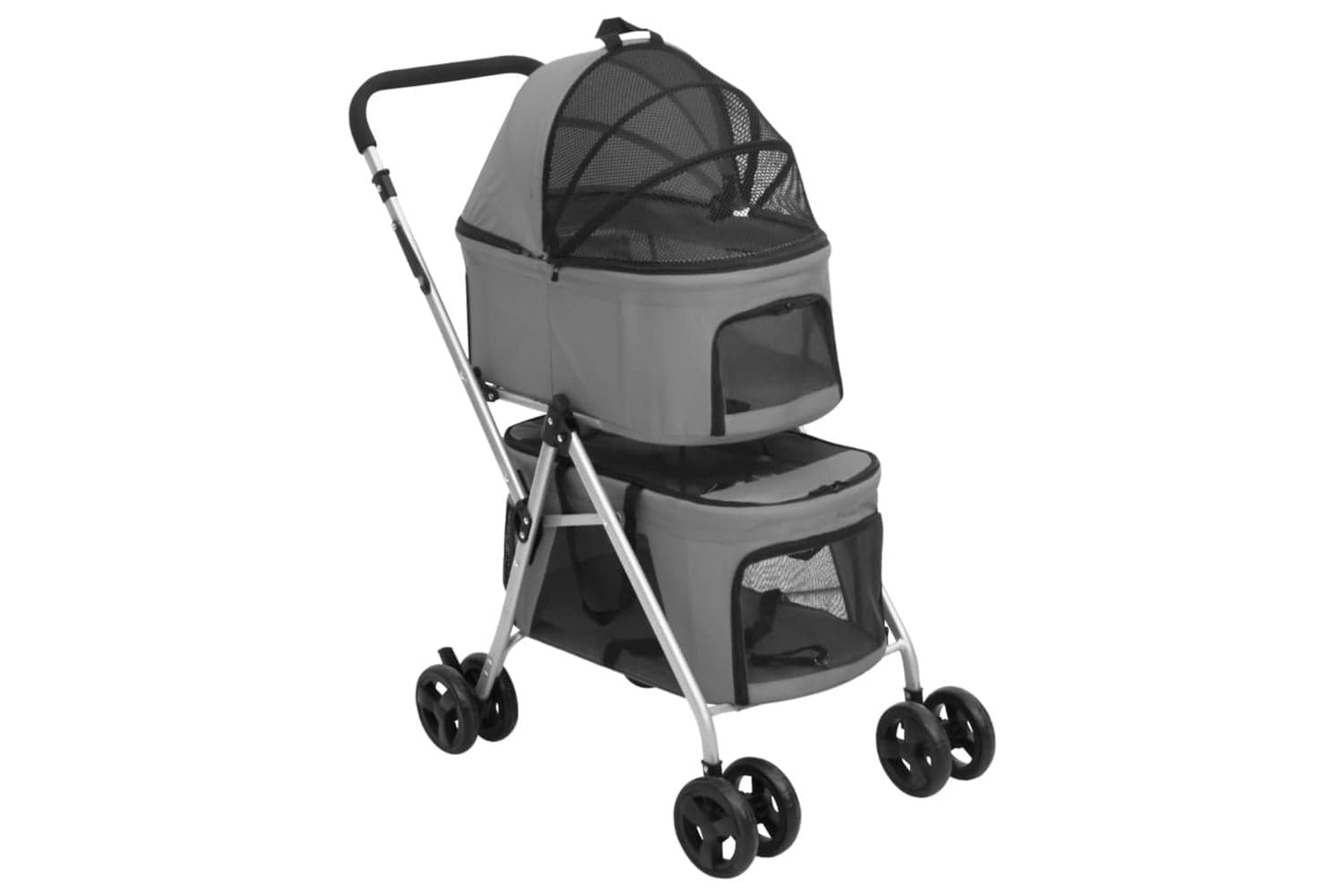 vidaXL 172205 2-layers Folding Dog Stroller Grey 83x48x97cm