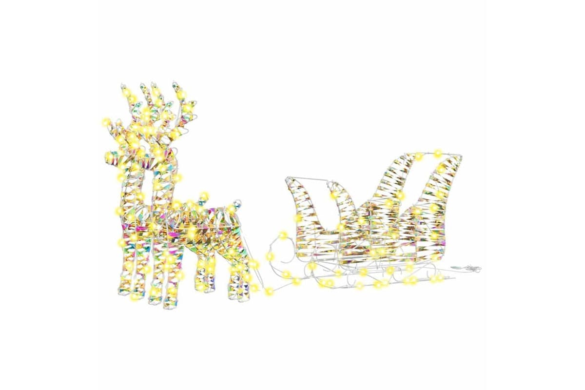 Vidaxl Reindeer Pull Sleigh Warm White 30 X 12 X 545 Cm Pet