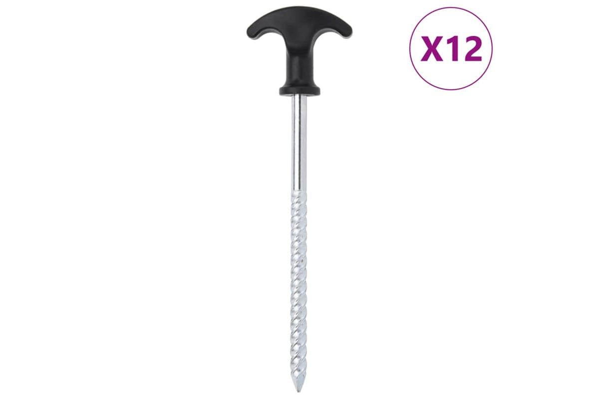 vidaXL 4009317 Tent Pegs 12 Pcs 17cm x 7mm Galvanised Steel